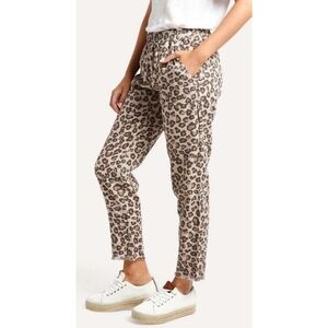 Monrow pants frayed hem leopard print pull on crop sz S